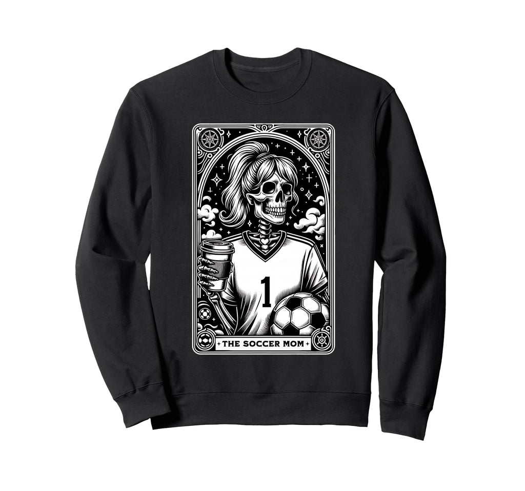 Funny Soccer Mom Skeleton Tarot Sweatshirt - Minimalist Print Men Women