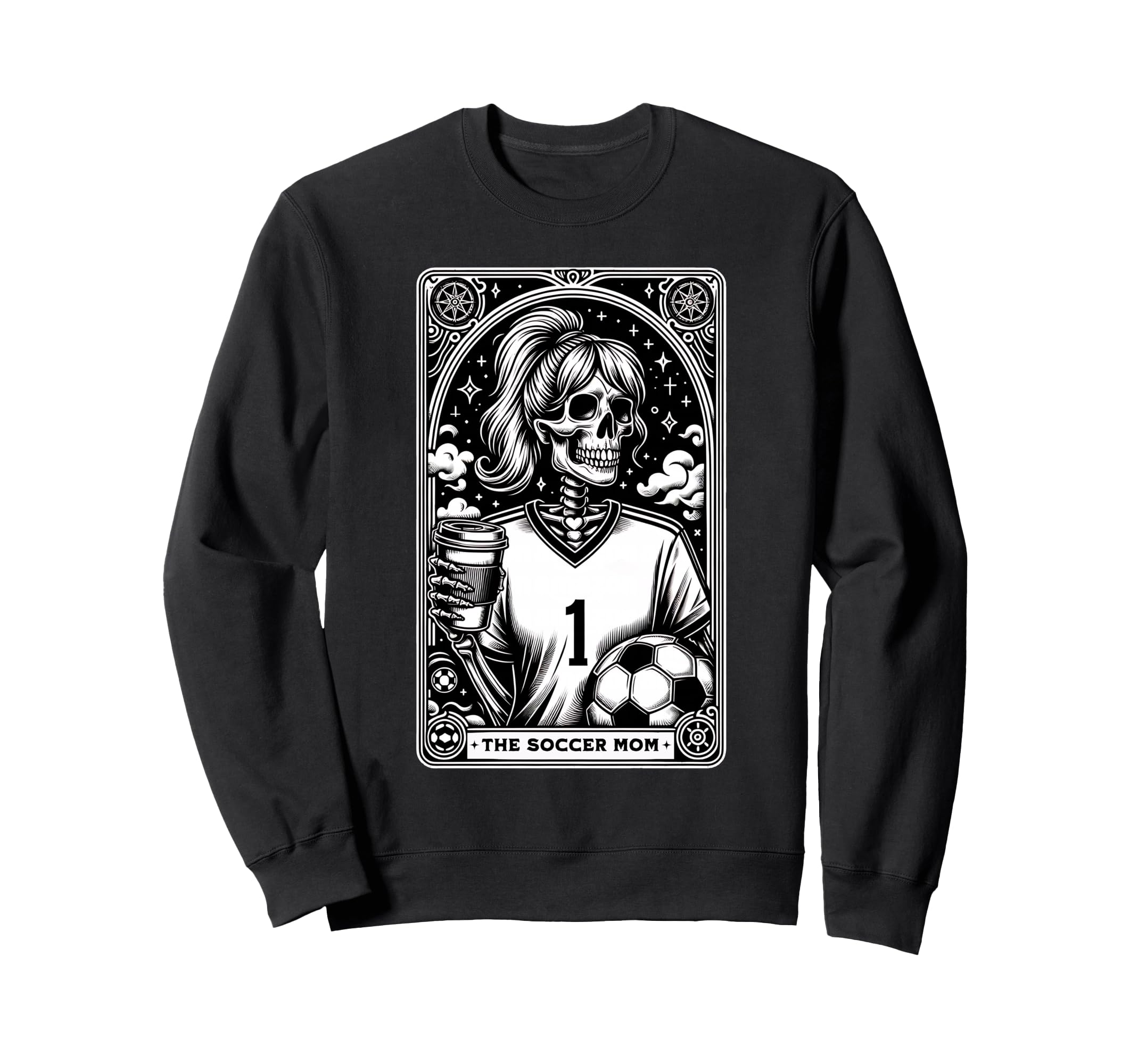 Funny Soccer Mom Skeleton Tarot Sweatshirt - Minimalist Print Men Women