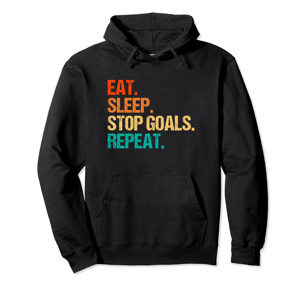 Eat Sleep Stop Goals Repeat Goalie Soccer Hoodie - Minimalist Print Unisex