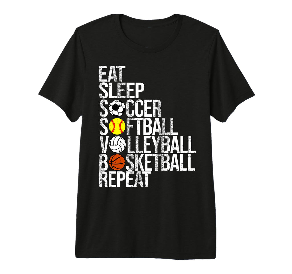 Eat Sleep Soccer Softball T-Shirt - Fun Novelty Design for Adults