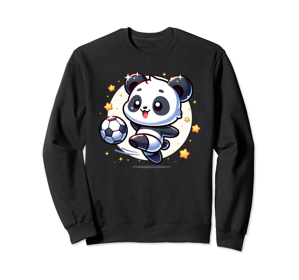 Panda Soccer Player Kicking Soccer Ball Sweatshirt - Graphic Print Unisex