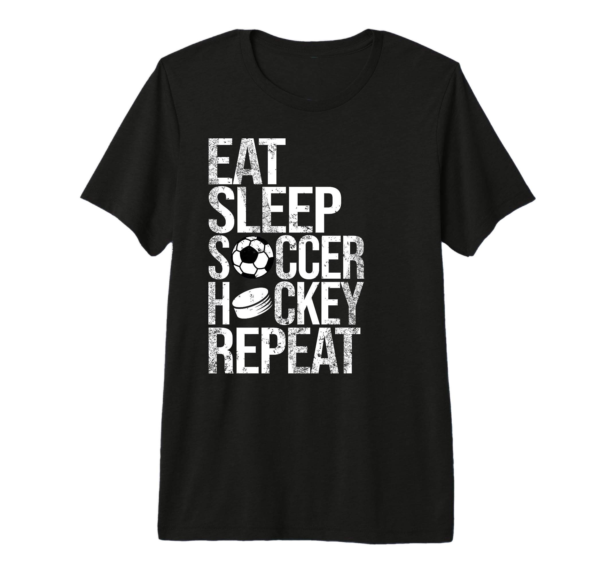 Eat Sleep Soccer Hockey Repeat Funny Sport T-Shirt - Graphic Print Unisex