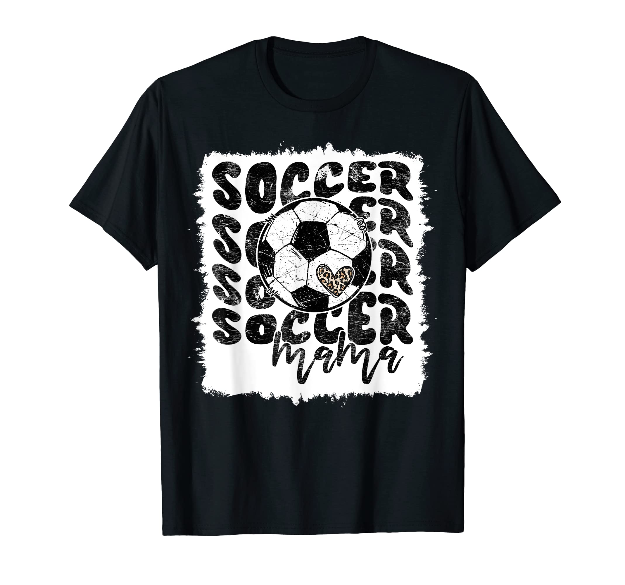 Soccer Mama Heart Leopard Mothers Day Ball T-Shirt - Graphic Print Unisex