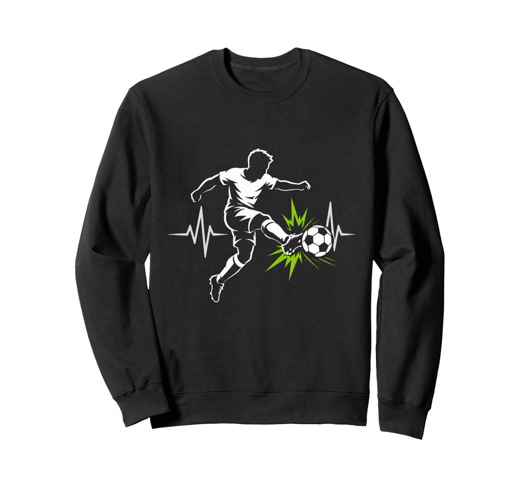 Energetic Soccer Player Heartbeat Sweatshirt - Unique Graphic Men Women