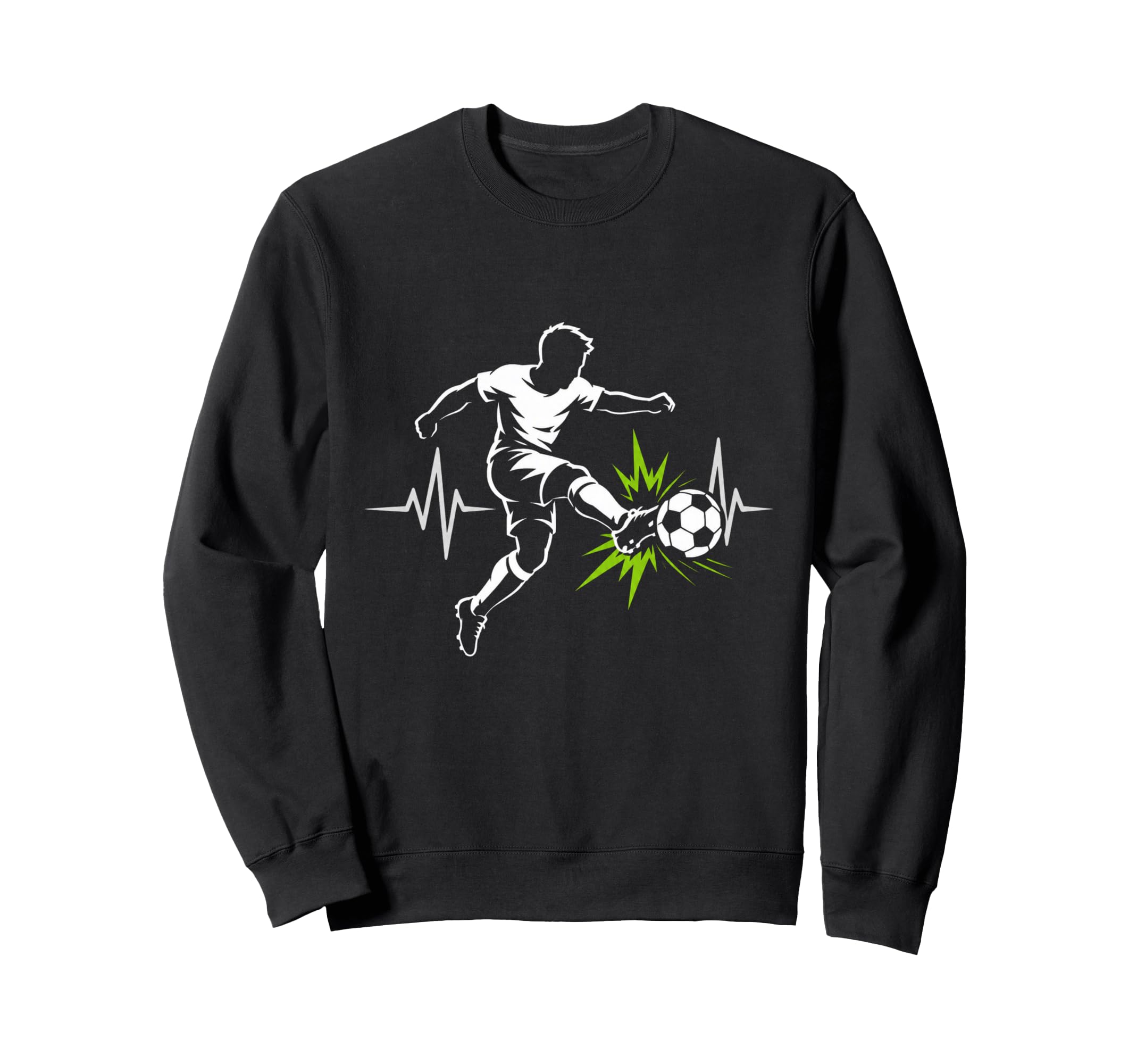 Energetic Soccer Player Heartbeat Sweatshirt - Unique Graphic Men Women