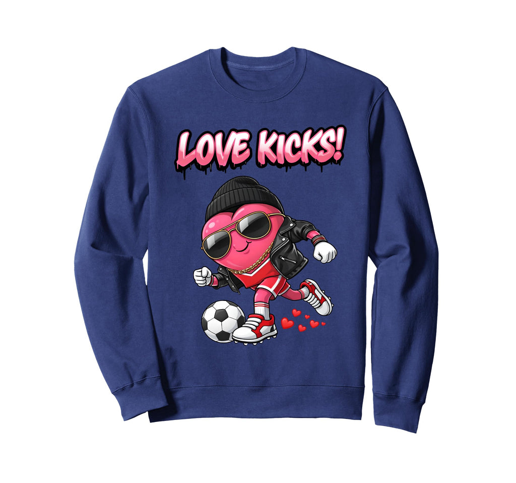 Valentine Gift Soccer Heart Sport Sweatshirt - Novelty Apparel for Adults