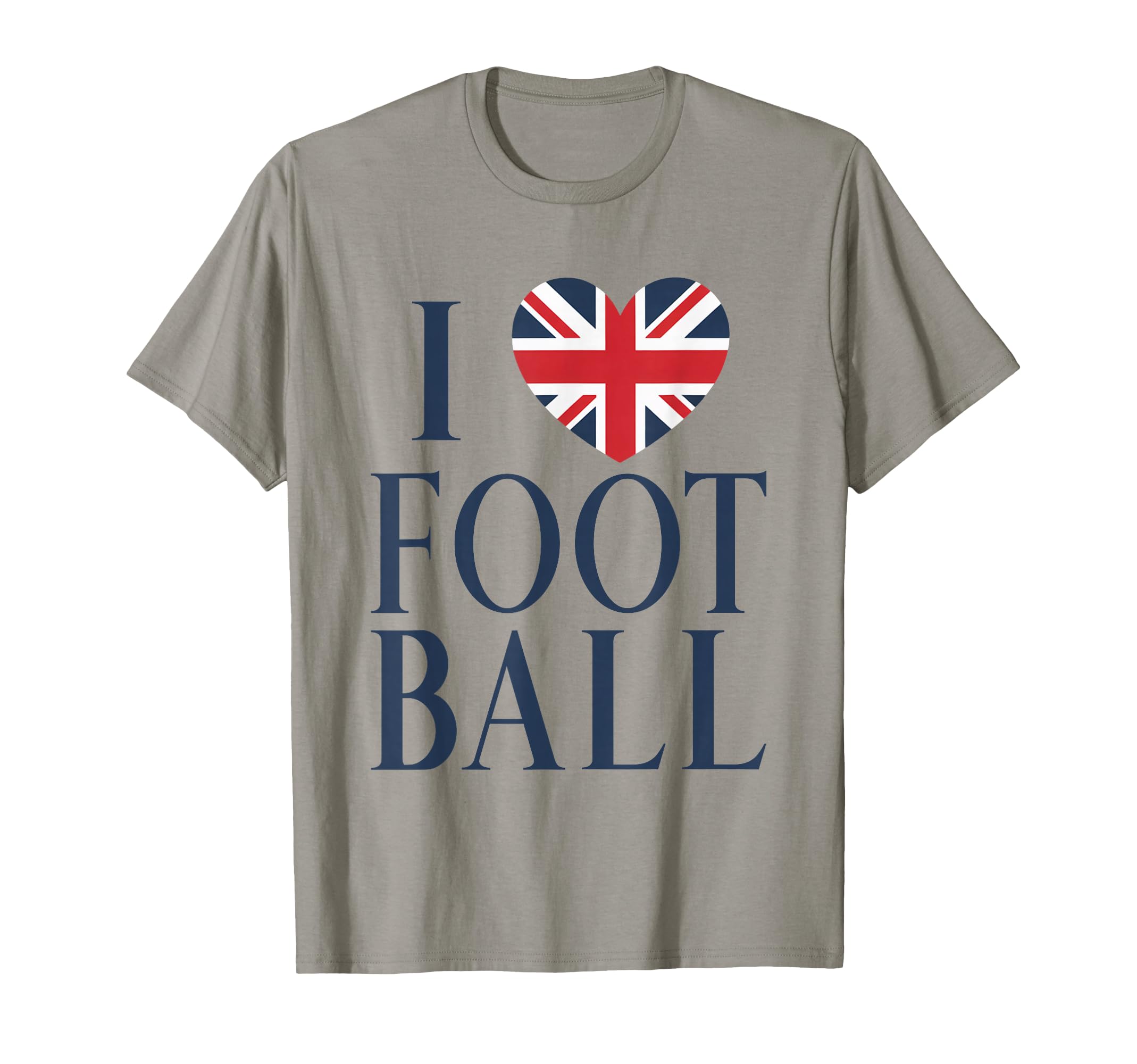 I Love Football British Flag Heart Blue T-Shirt - Trendy Graphic Men Women