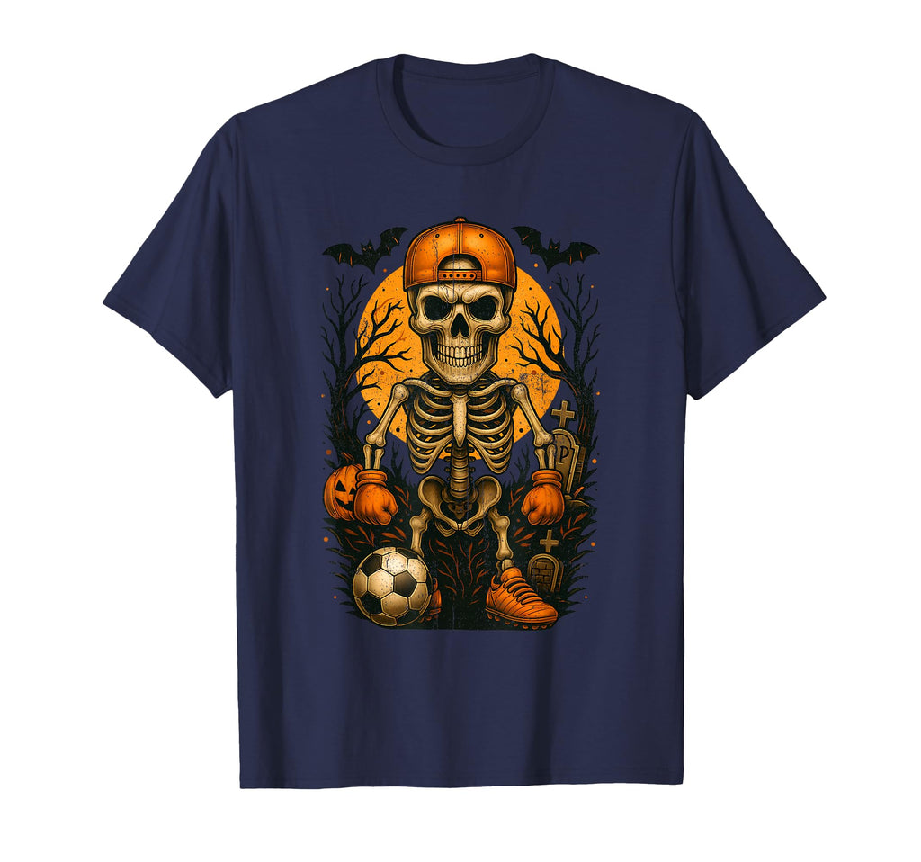 Halloween Skeleton Soccer Lovers T-Shirt - Unique Graphic Men Women