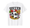 Soccer Aunt Flower Mothers Day T-Shirt - Casual Everyday Wear for Adults