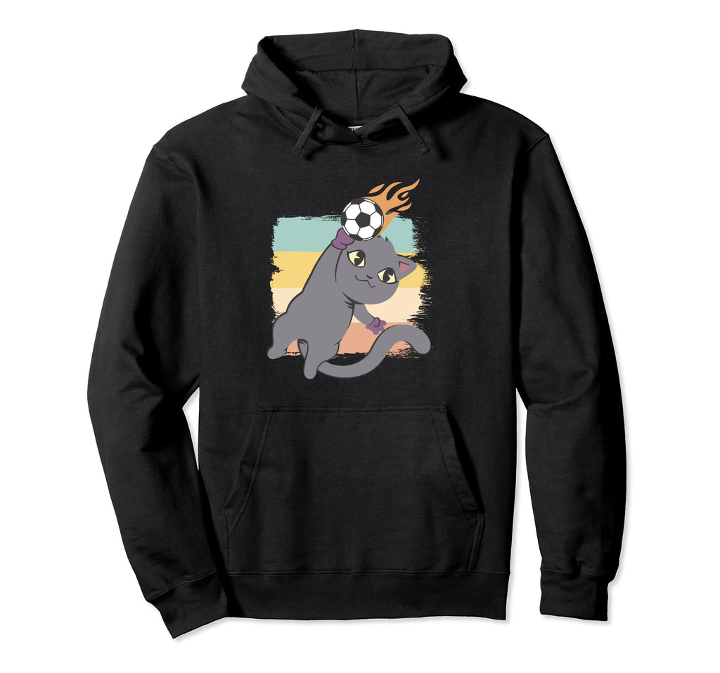 Cat As Soccer Player Goalie Colorful Hoodie - Minimalist Print for Adults