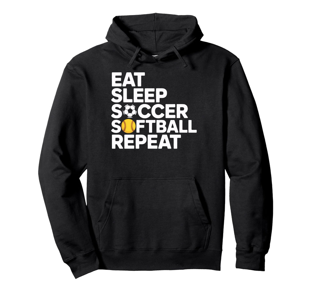 Eat Sleep Soccer Softball Repeat Hoodie - Minimalist Print Men Women