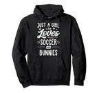 Just Who Loves Soccer And Bunnies Gift Hoodie - Novelty Apparel for Adults