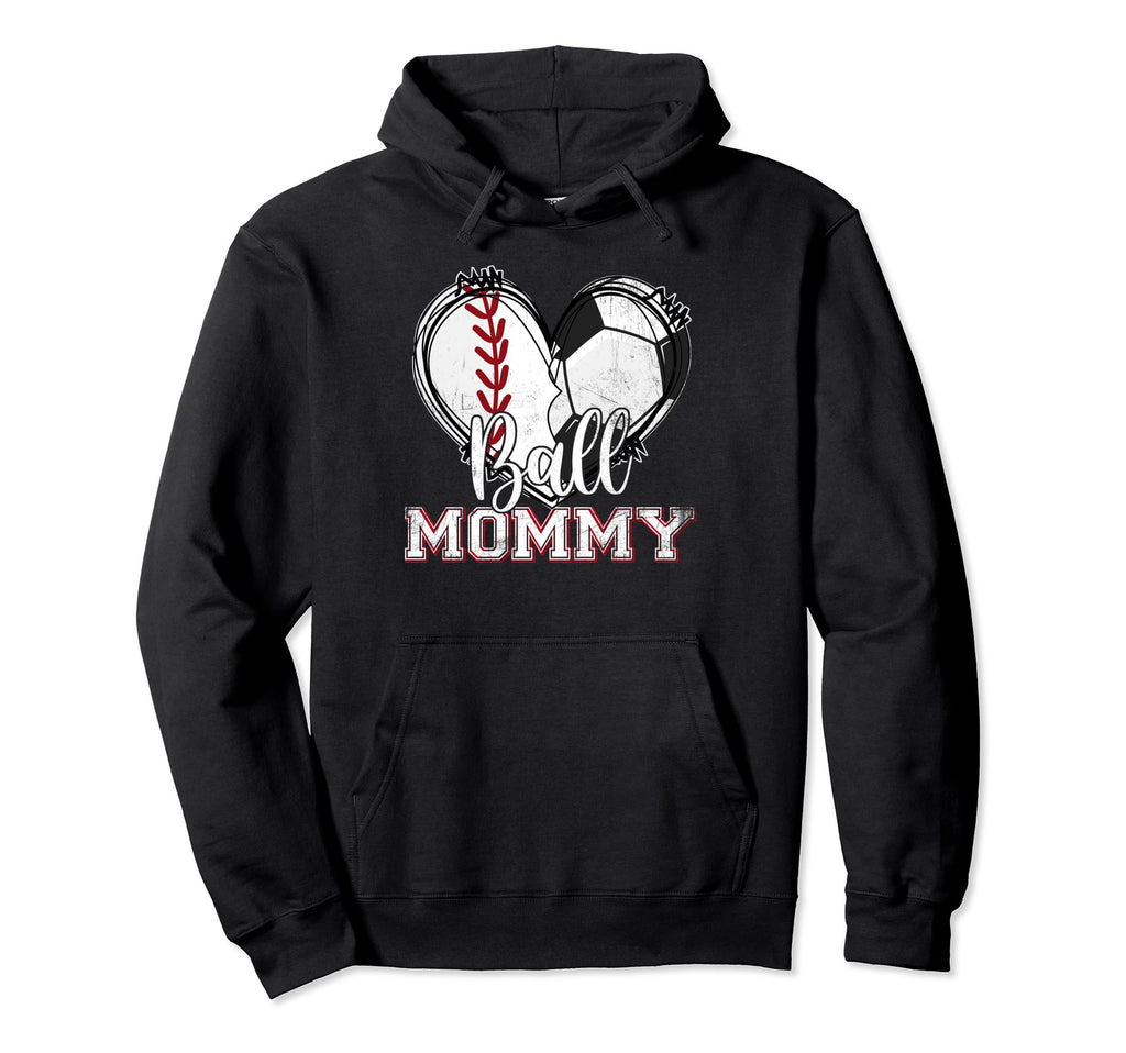 Ball Mommy Baseball Soccer Heart Mom Hoodie - Trendy Graphic Men Women