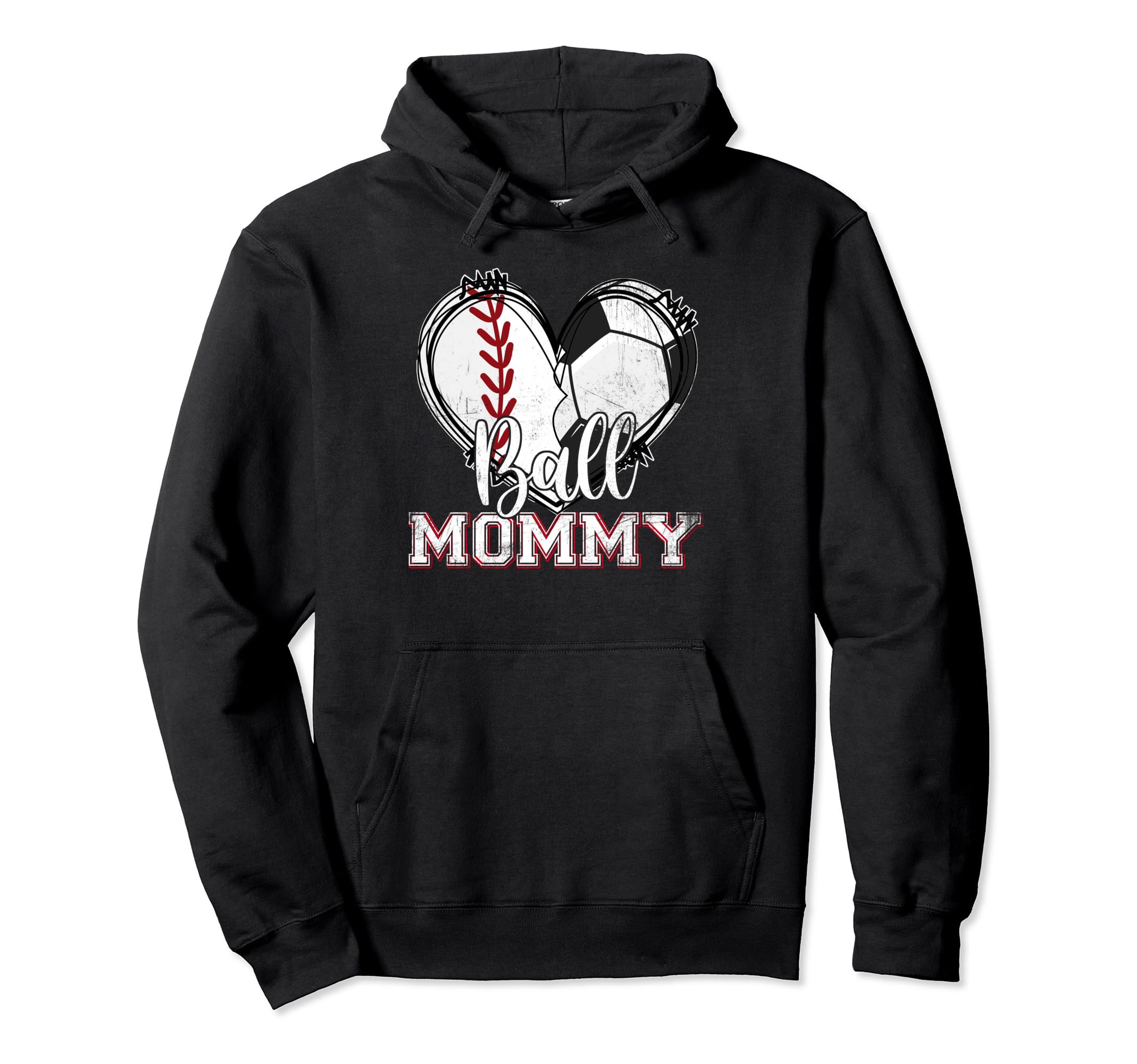Ball Mommy Baseball Soccer Heart Mom Hoodie - Trendy Graphic Men Women
