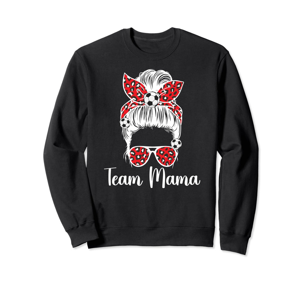 Soccer Team Mama Messy Bun Soccer Sweatshirt - Trendy Graphic Men Women