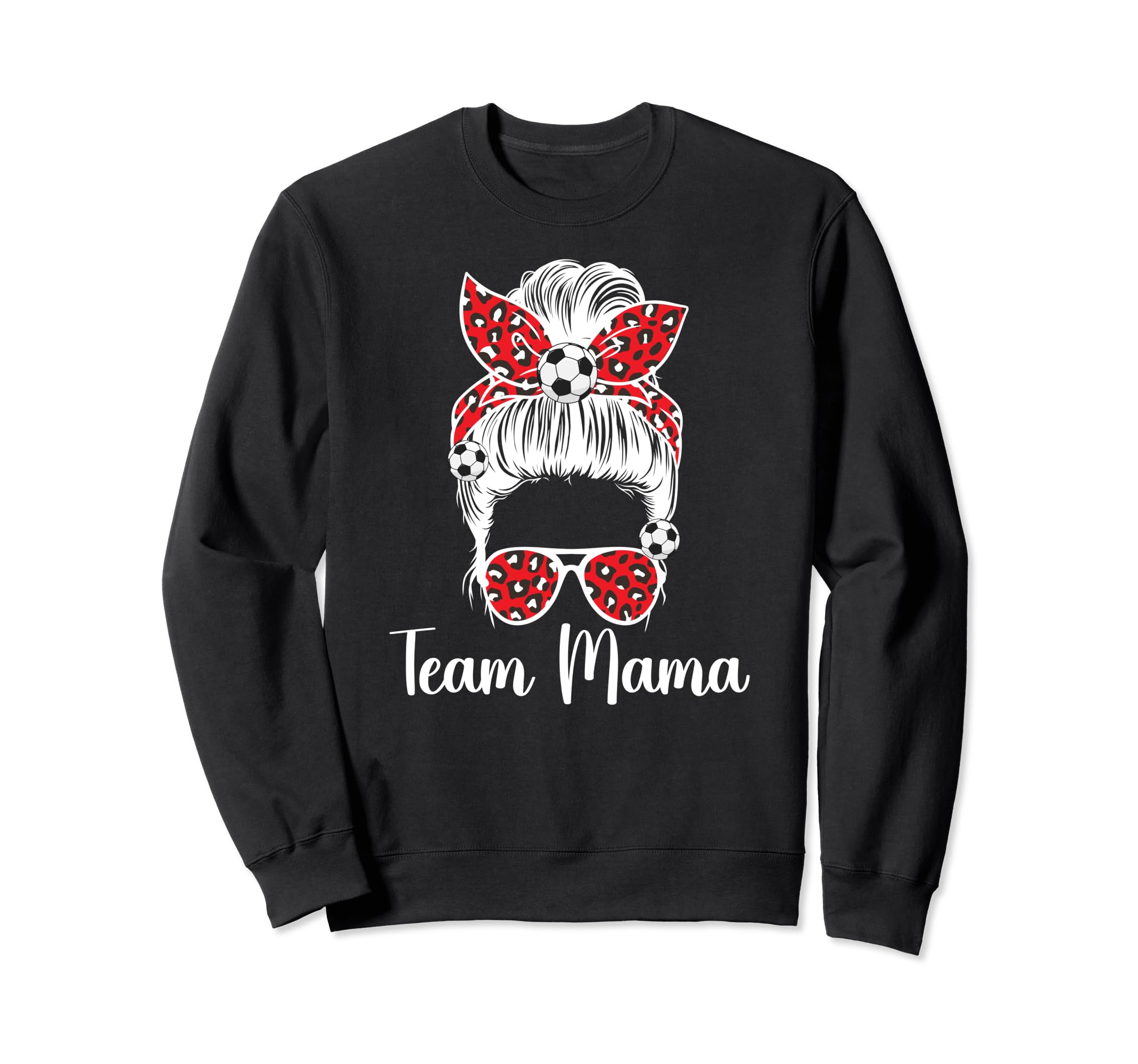 Soccer Team Mama Messy Bun Soccer Sweatshirt - Trendy Graphic Men Women