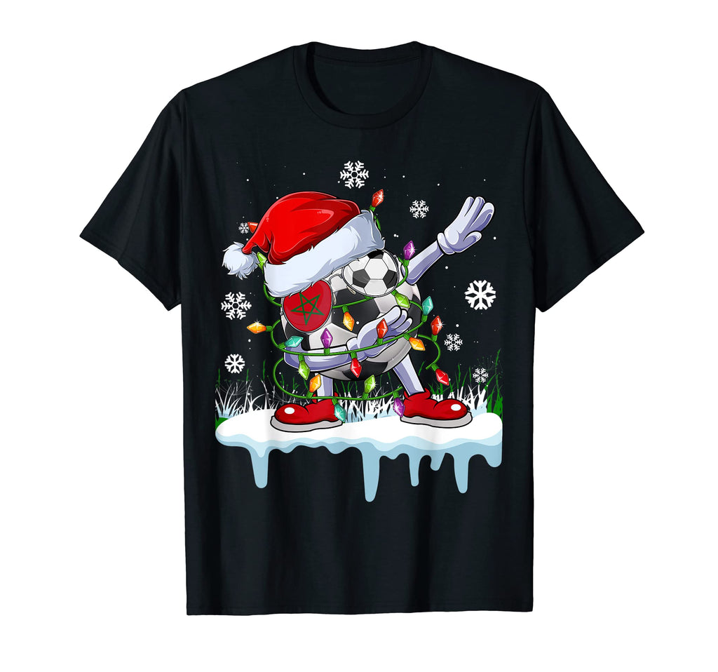 Funny Santa Dabbing Morocco Soccer Fans T-Shirt - Streetwear Style Unisex