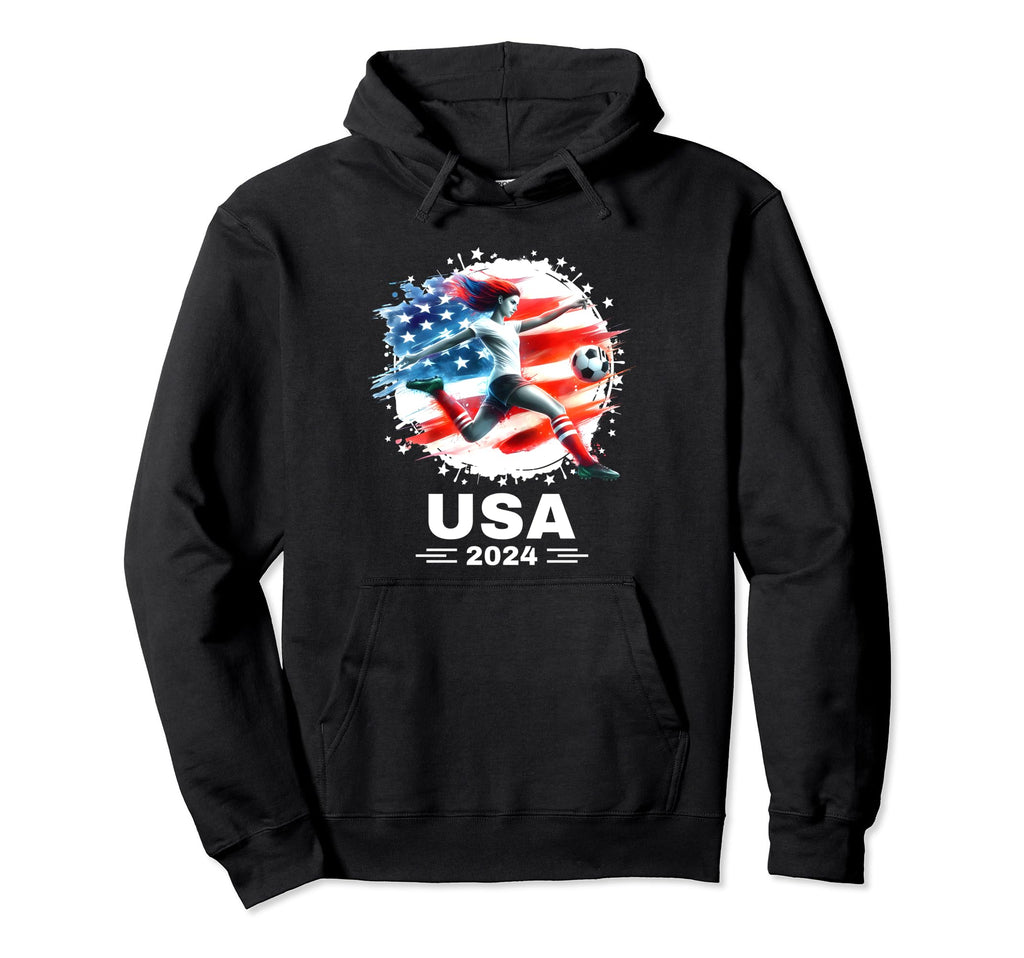 American Flag Soccer Womens Soccer Hoodie - Aesthetic Graphic for Adults