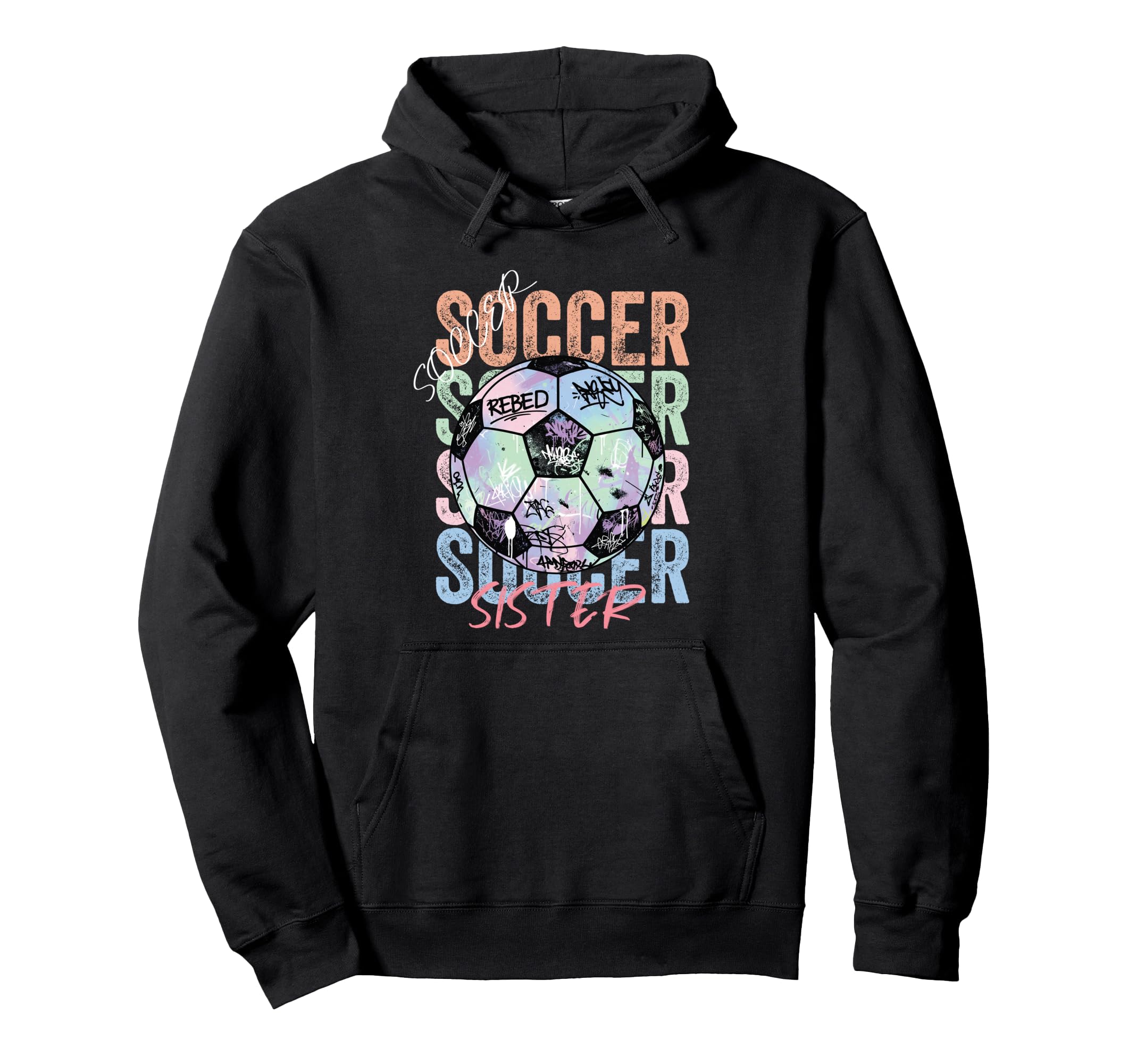 Colorful Soccer Sister Ball Distressed Hoodie - Minimalist Print Men Women