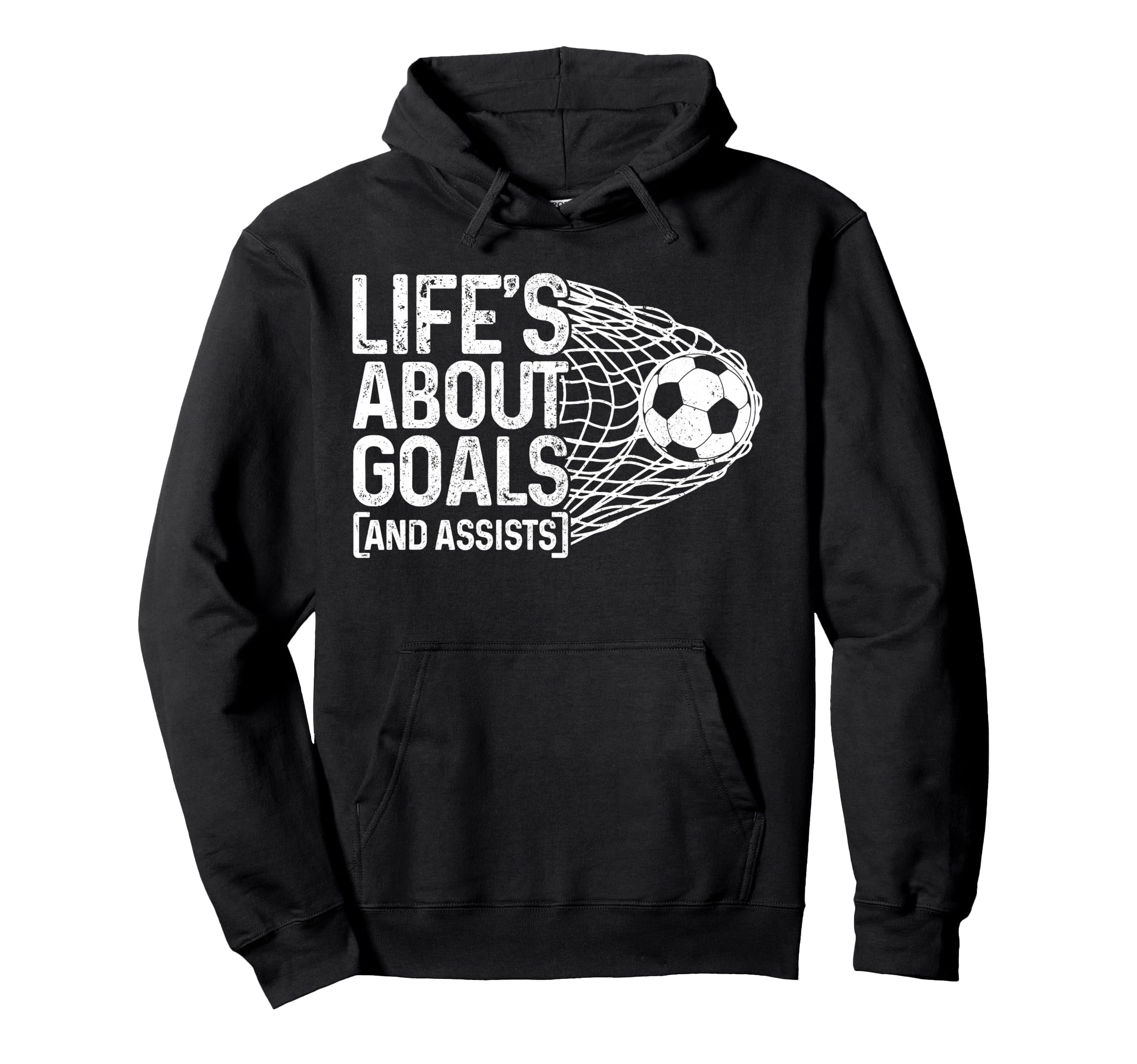 Soccer Funny Life Is About Goals Assists Hoodie - Graphic Print Unisex
