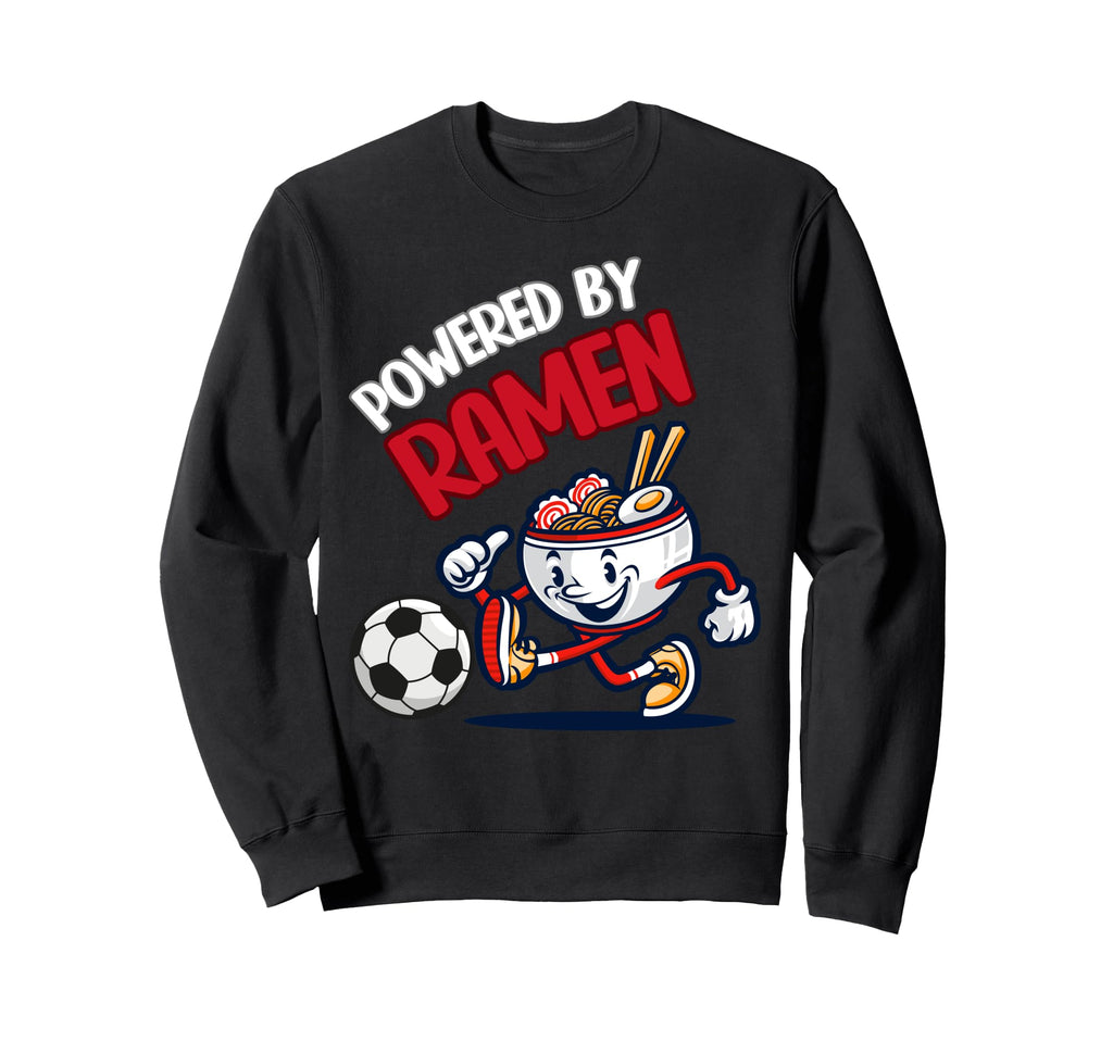 Powered Ramen Funny Ramen Bowl Sweatshirt - Novelty Apparel for Adults