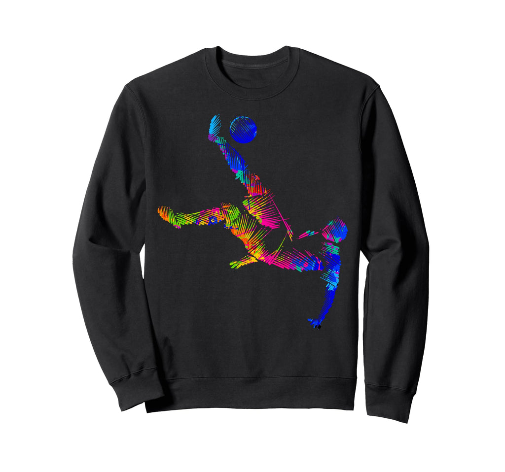 Colorful Soccer Bicycle Kick Splash Art Sweatshirt - Trendy Graphic Unisex