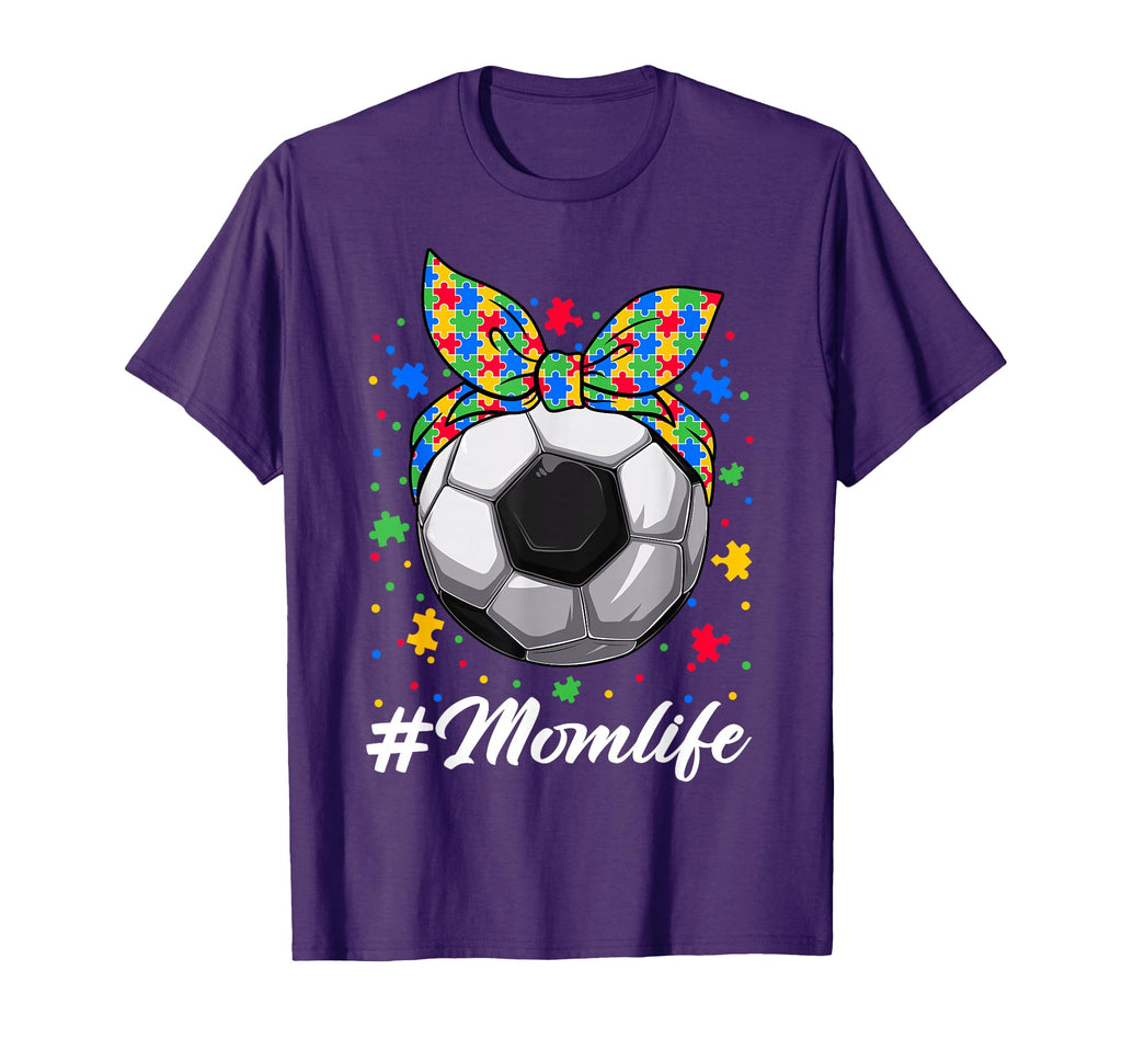 Messy Bun Soccer Ball Puzzle Asd Mom Life T-Shirt - Trendy Graphic Unisex