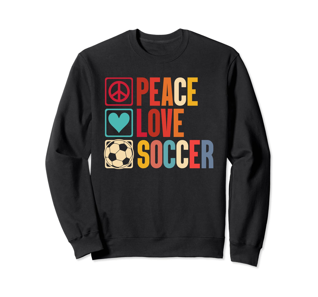 Soccer Enthusiasts Peace Love Fans Sweatshirt - Unique Graphic Unisex