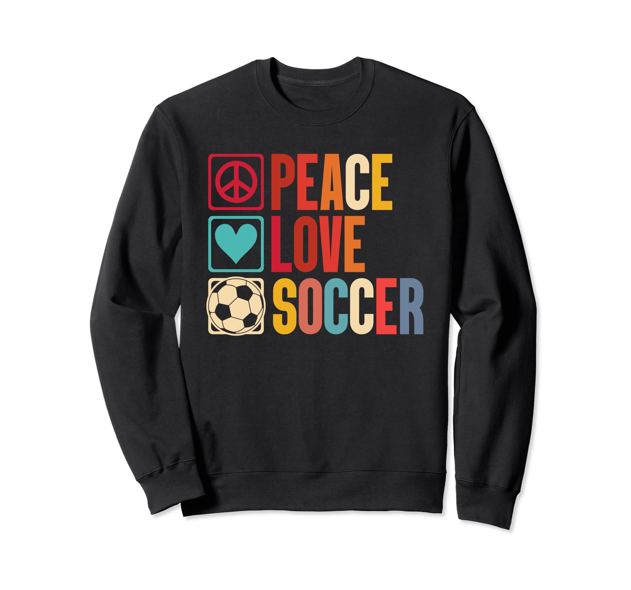 Soccer Enthusiasts Peace Love Fans Sweatshirt - Unique Graphic Unisex