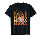 Football Mama Leopard Soccer Mom Back T-Shirt - Custom Art Print Men Women
