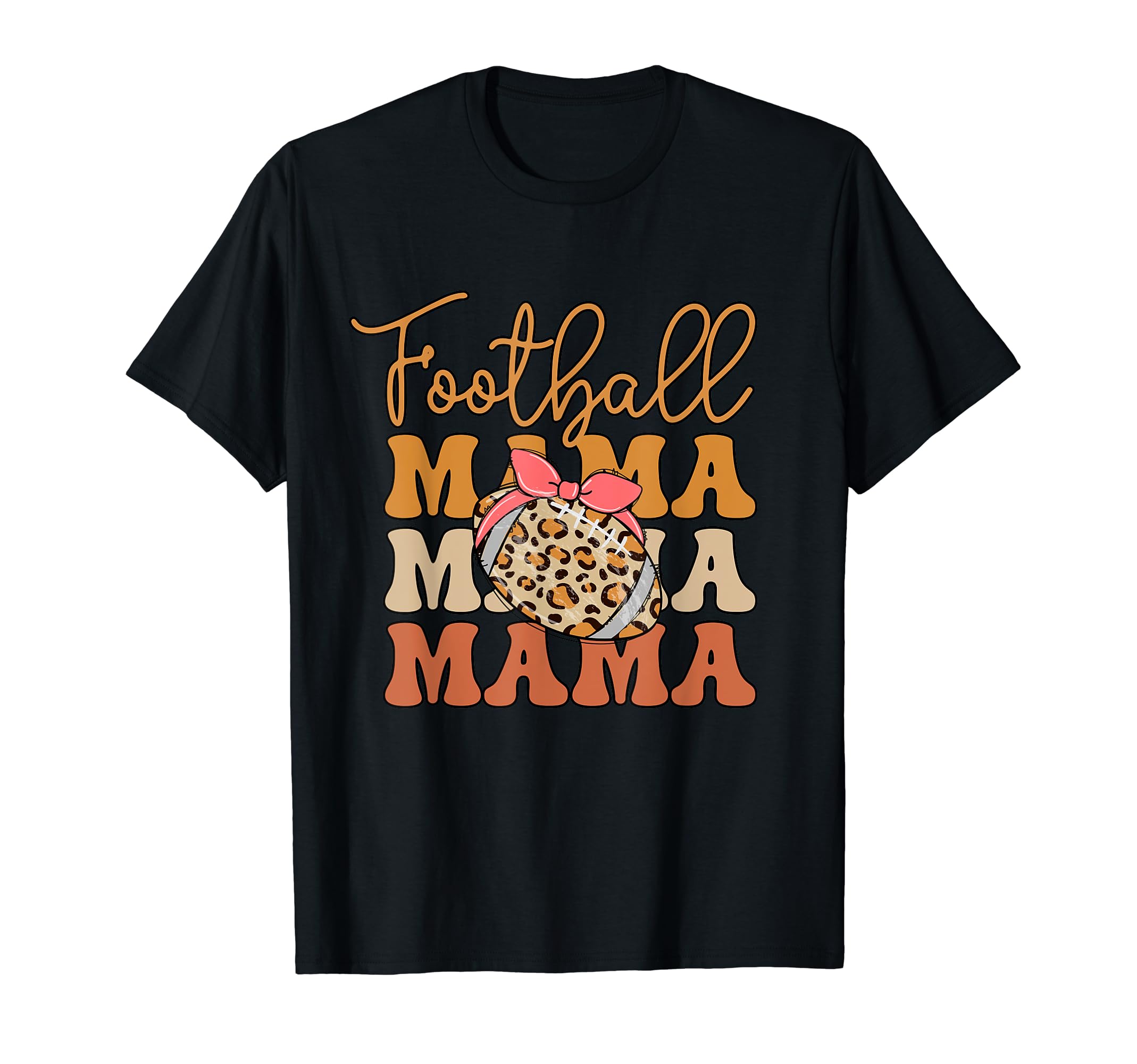 Football Mama Leopard Soccer Mom Back T-Shirt - Custom Art Print Men Women