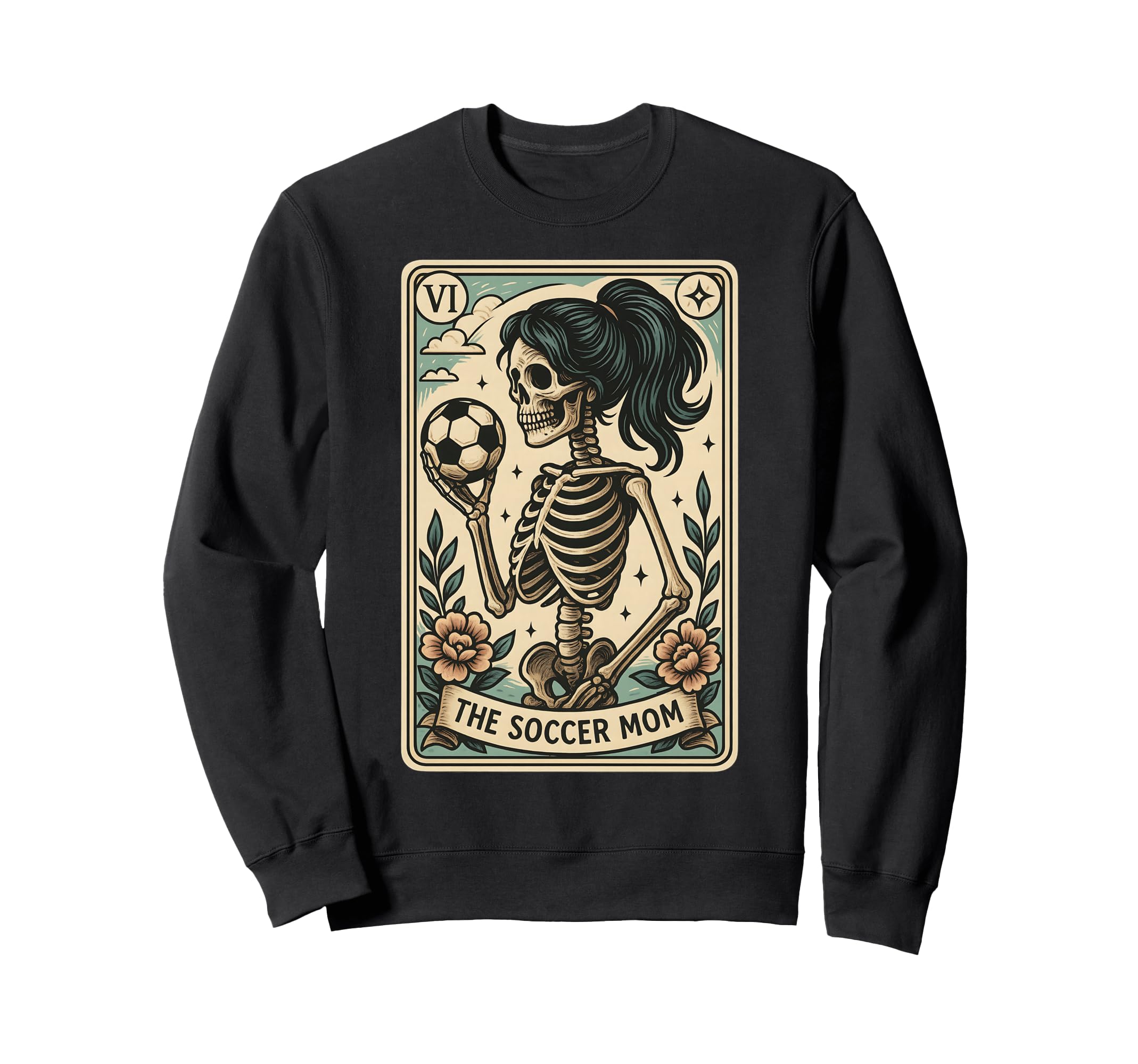 Soccer Mom Tarot Card Skeleton Sweatshirt - Graphic Print Men Women