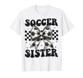 Soccer Sister Funny Coquette Bow Soccer T-Shirt - Graphic Print Men Women