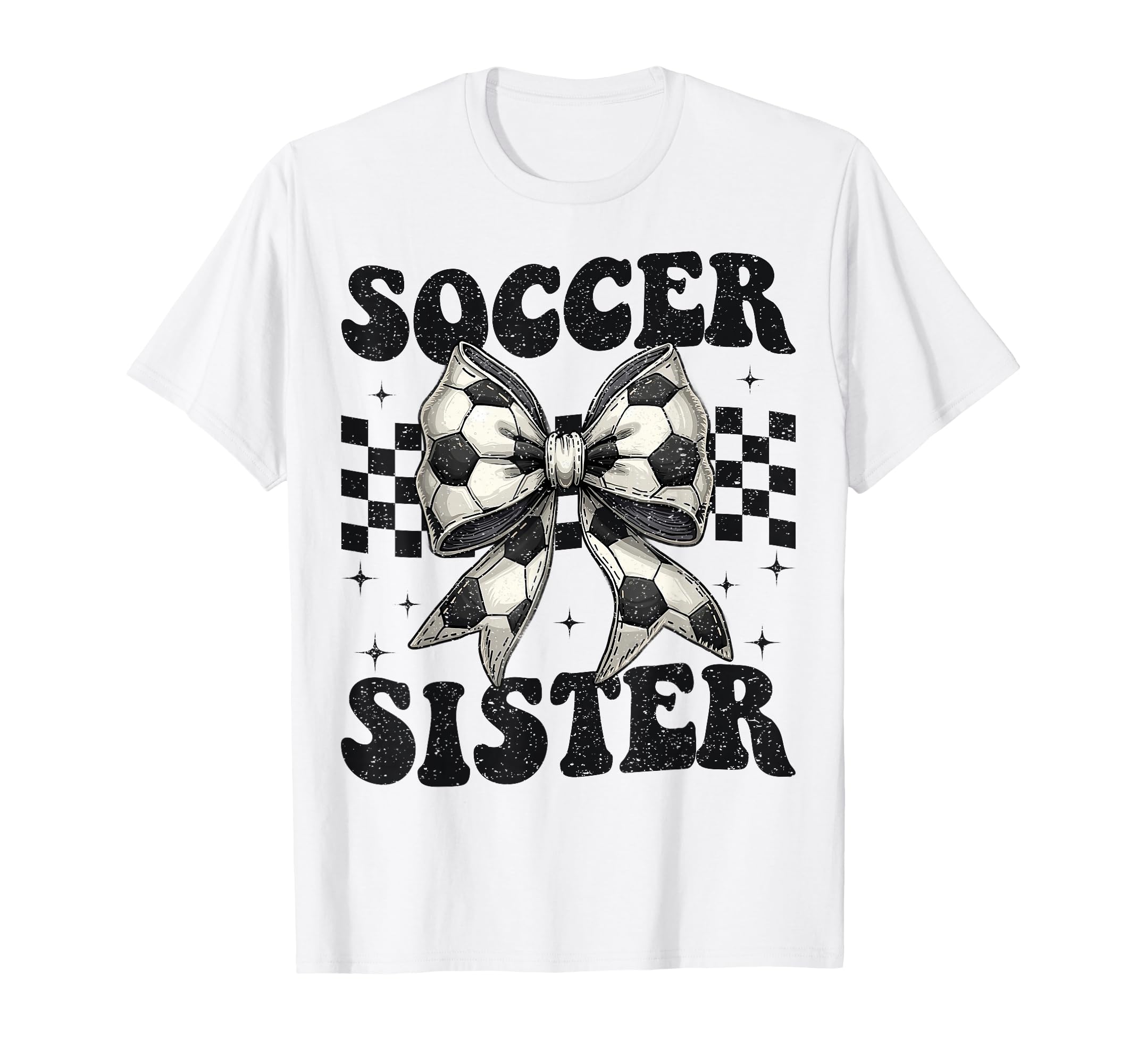 Soccer Sister Funny Coquette Bow Soccer T-Shirt - Graphic Print Men Women