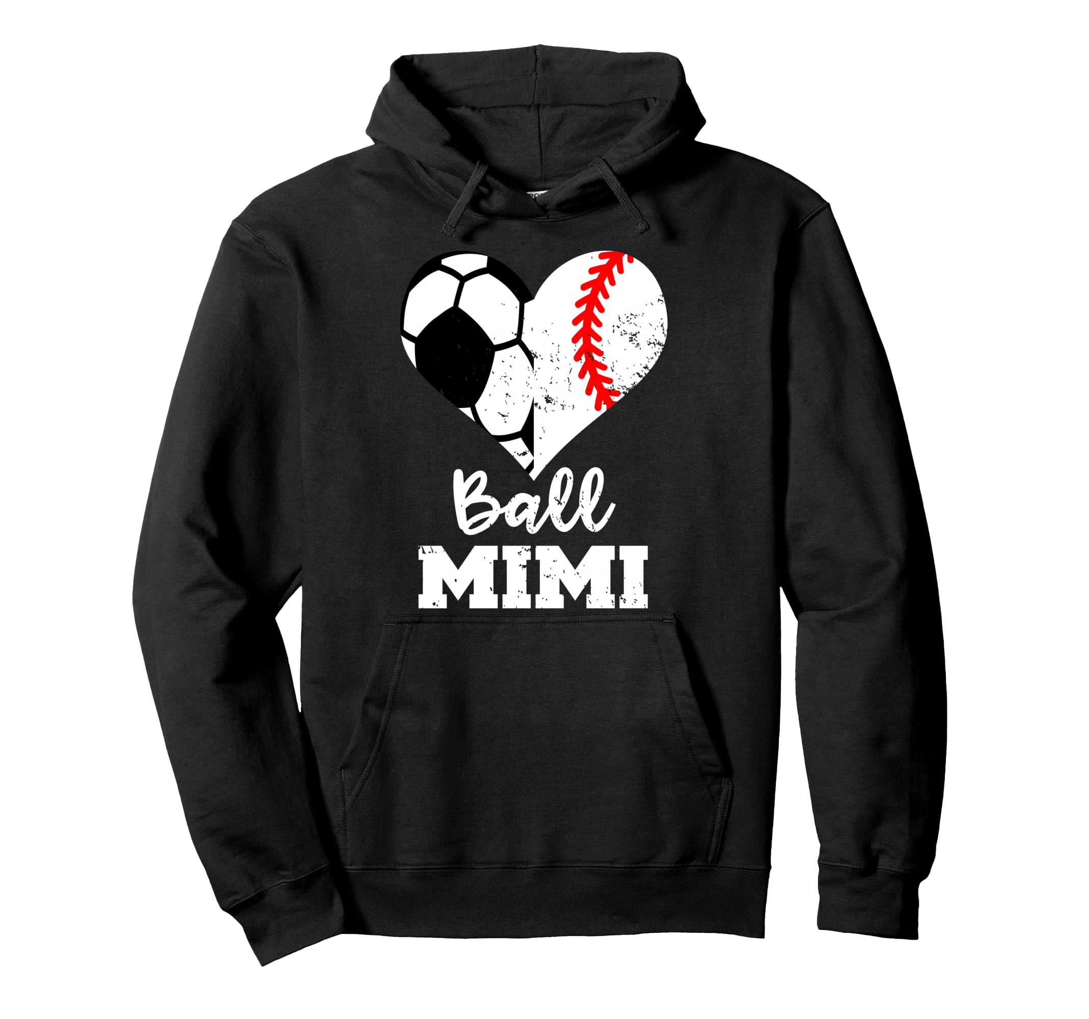 Ball Mimi Funny Soccer Baseball Heart Hoodie - Fun Novelty Design Men Women