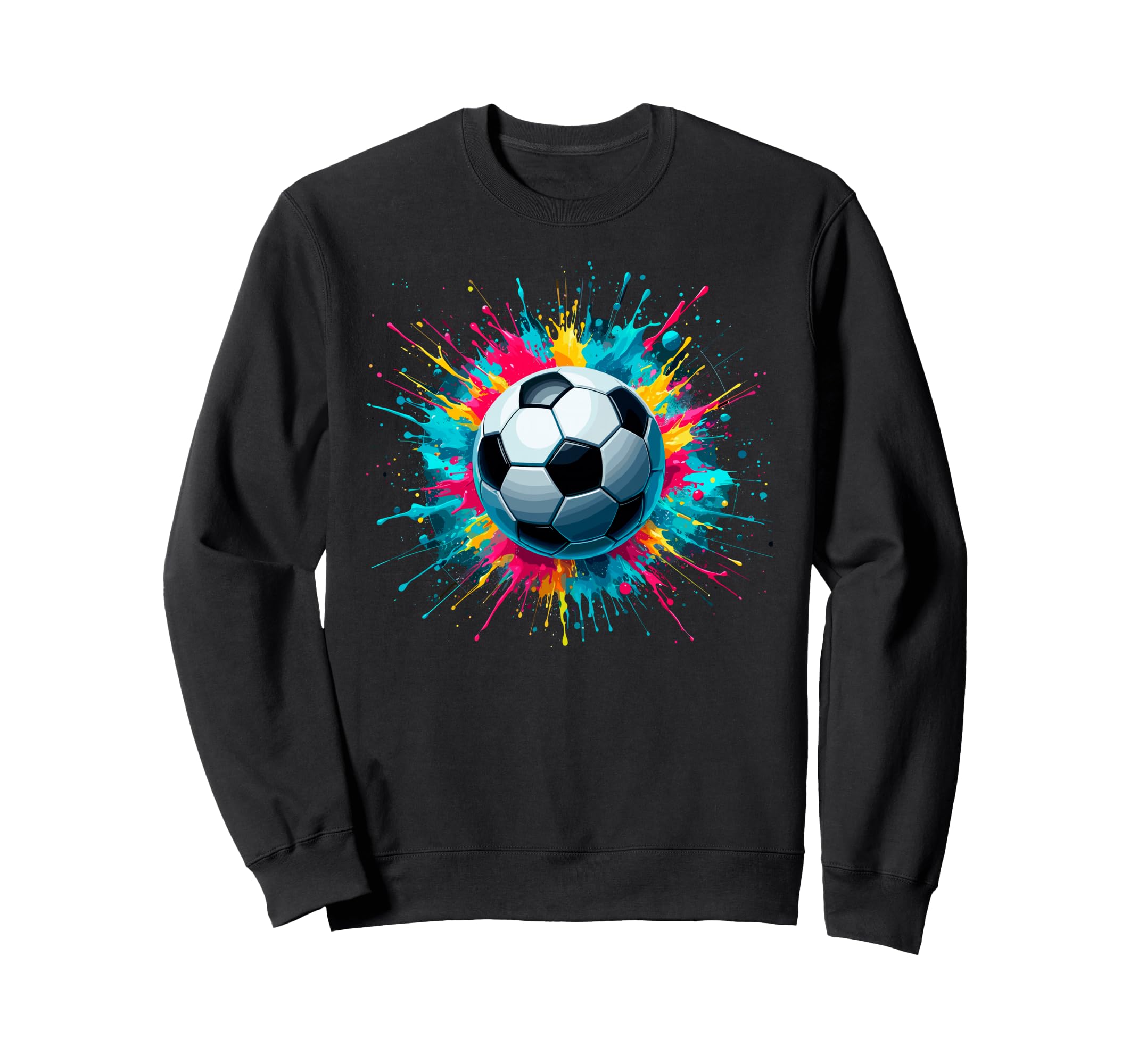 Colorful Splash Art Soccer Football Sweatshirt - Unique Graphic Unisex