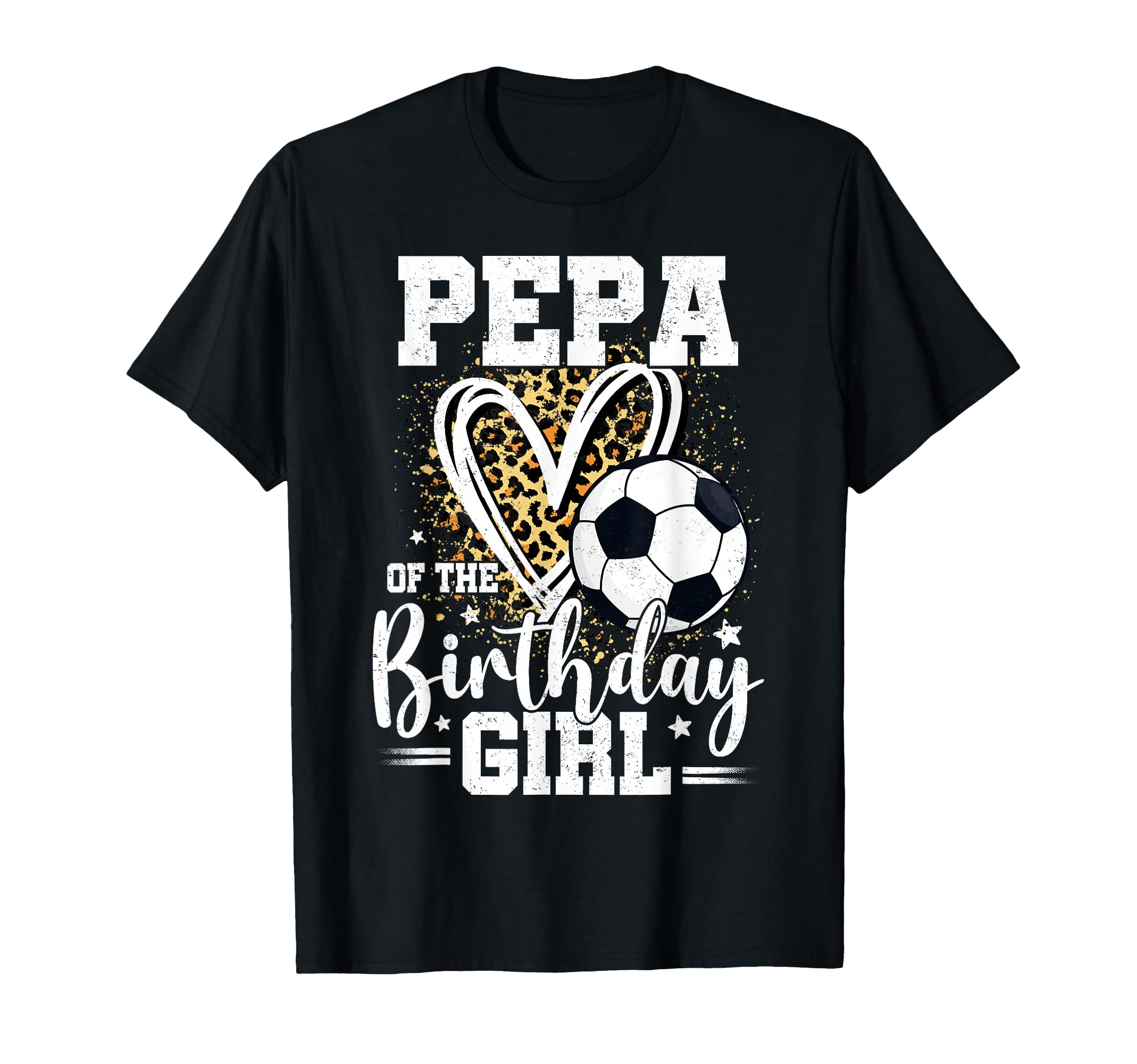 Pepa Birthday Soccer Ball Leopard Heart T-Shirt - Streetwear Style Unisex