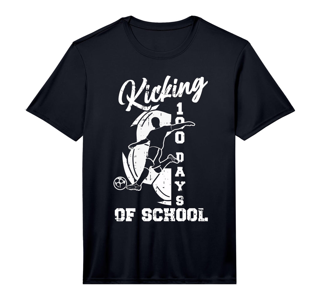 Mens 100 Days School Soccer Player T-Shirt - Minimalist Print for Adults