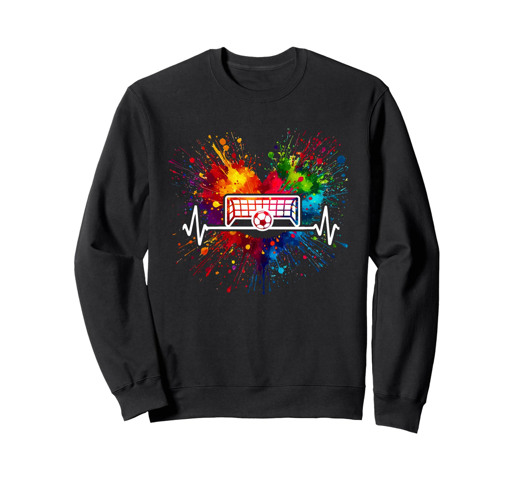 Soccer Heartbeat Colorful Splash Player Sweatshirt - Trendy Graphic Unisex