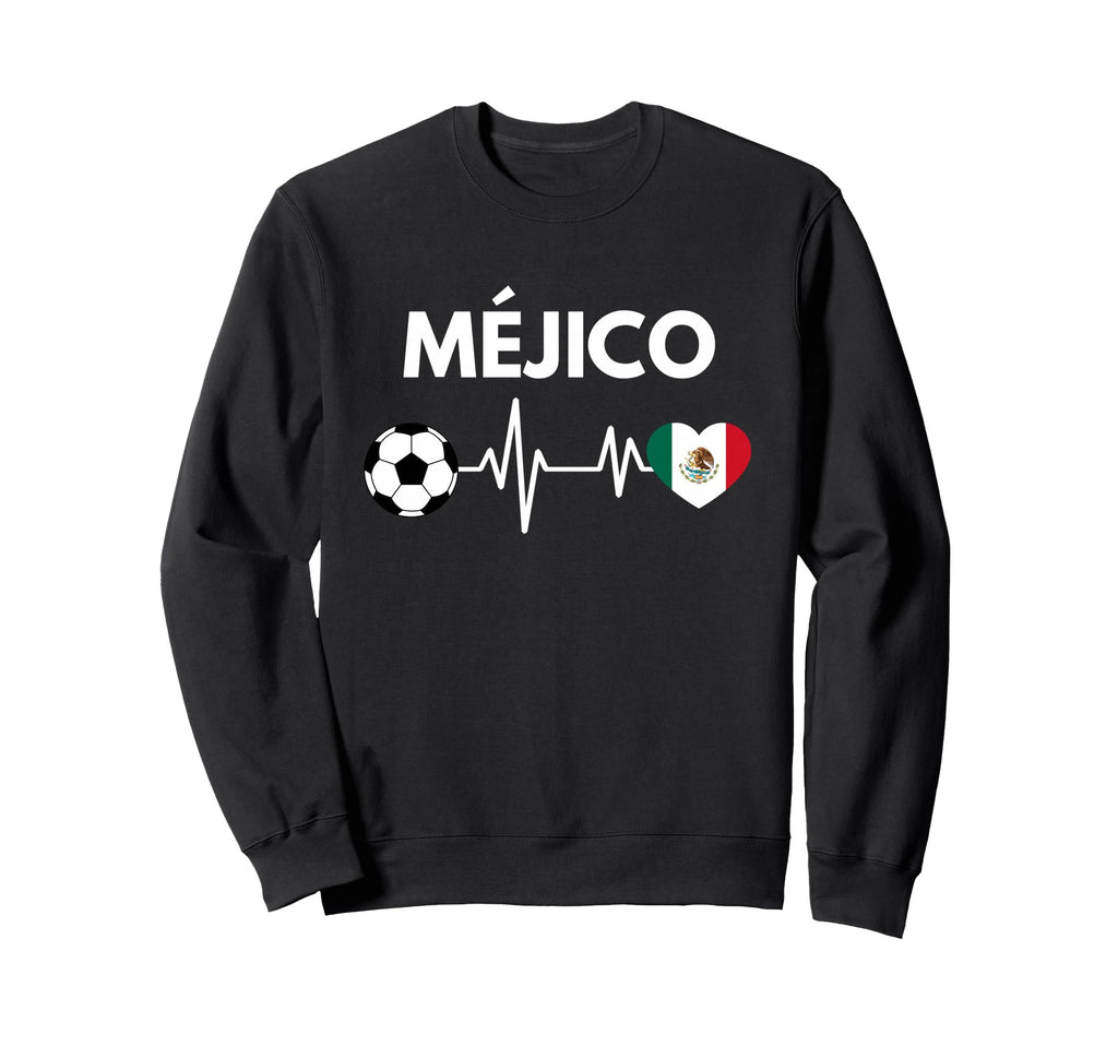Mejico Flag Heartbeat Soccer Sweatshirt - Aesthetic Graphic for Adults