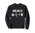 Mejico Flag Heartbeat Soccer Sweatshirt - Aesthetic Graphic for Adults