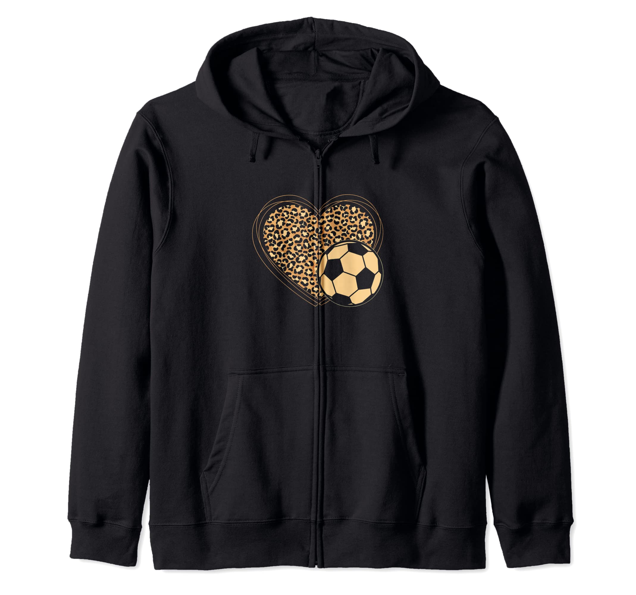 Leopard Heart Soccer Ball Soccer Sweatshirt - Graphic Print for Adults