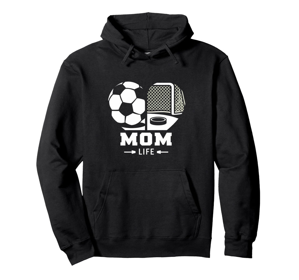 Mom Life Heart Funny Soccer Hockey Mom Hoodie - Minimalist Print Unisex
