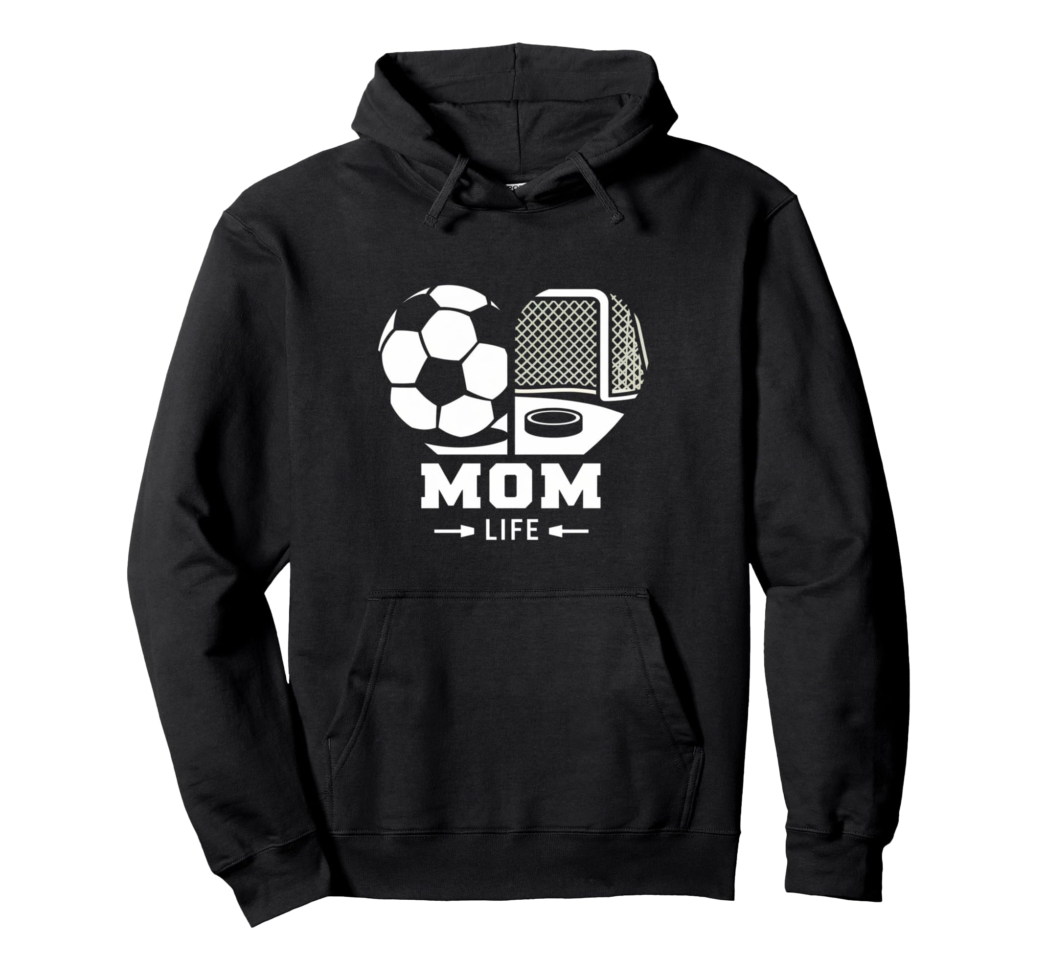 Mom Life Heart Funny Soccer Hockey Mom Hoodie - Minimalist Print Unisex