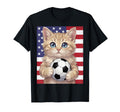 Patriotic Kitten Soccer Ball Distressed T-Shirt - Unique Graphic Unisex