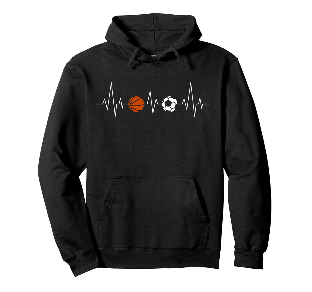 Soccer Basketball Heartbeat Funny Sport Hoodie - Minimalist Print Unisex