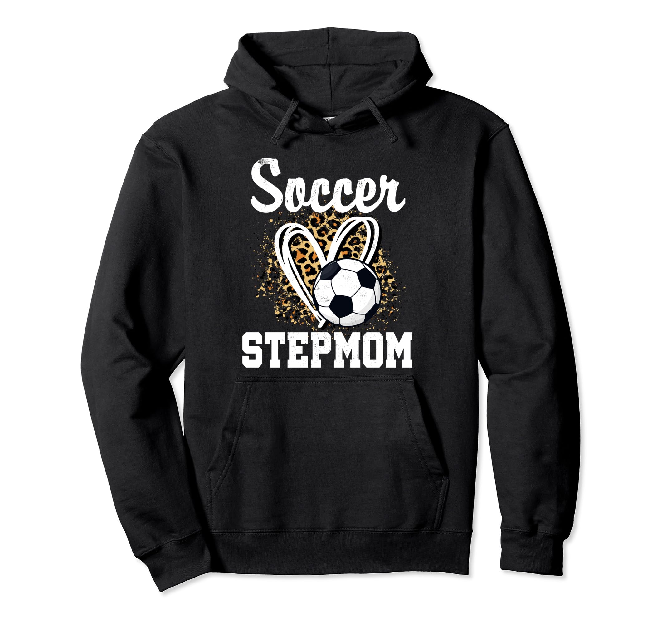 Soccer Stepmom Leopard Heart Hoodie - Fun Novelty Design Men Women