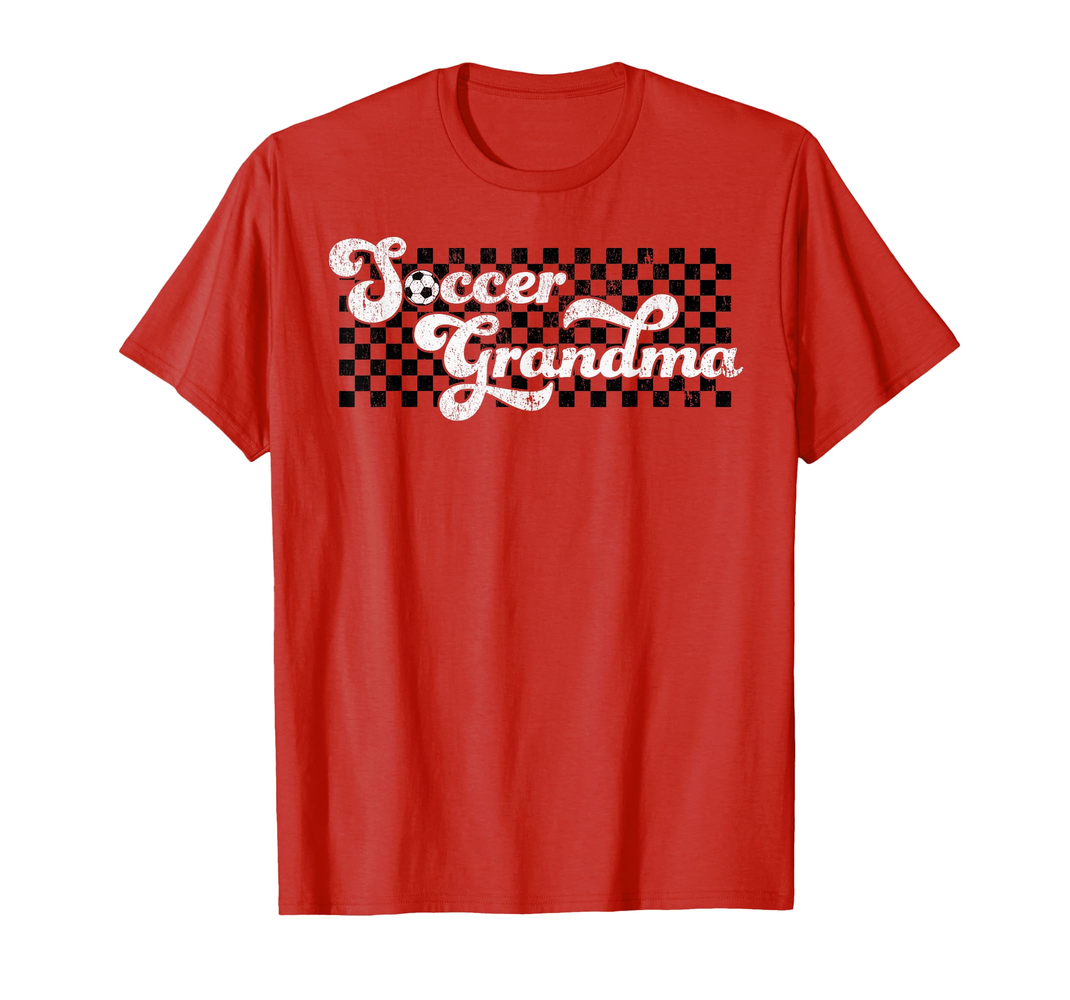 Soccer Grandma Grandmother Checkered T-Shirt - Graphic Print Unisex