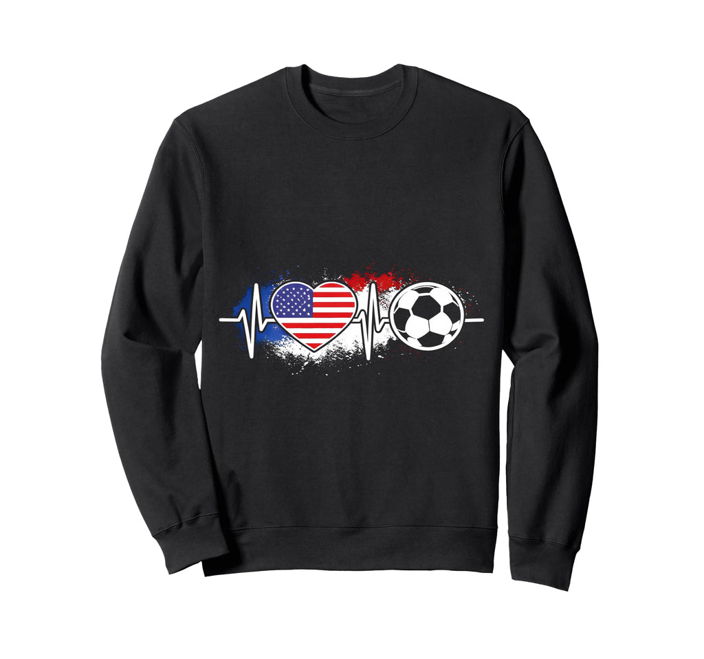 Usa Soccer Heartbeat American Sweatshirt - Aesthetic Graphic Men Women