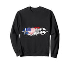 Usa Soccer Heartbeat American Sweatshirt - Aesthetic Graphic Men Women